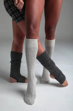 Rolling Cable Knit Thigh High Leg Warmers With Stirrups - Charcoal -Rad Store 16 6 5 532 57200F35CDF64F039159CE01F610B66E 64953549 812e 491a b932 6bb18d2dc30a