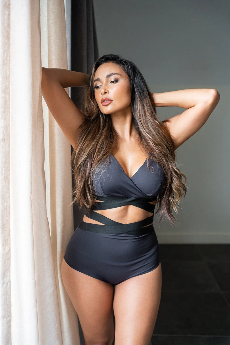 Lunalae Tara High Waisted Bottoms - Recycled Black 4 Lunalae Tara High Waisted Bottoms - Recycled Black - Image 2