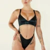 CXIX Aphrodite Bodysuit - Black Satin