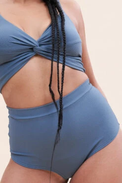 Lunalae High Waist Shorts - Ribbed Steel Blue -Rad Store 221011 LunaLae 06 0258