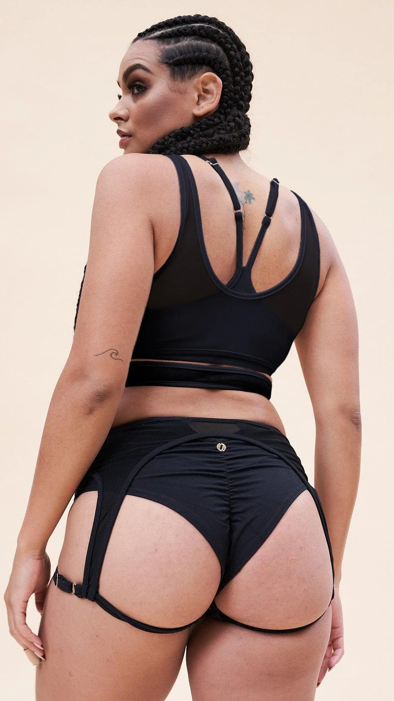 Lunalae Fiona Crossover Wrap Top - Black Mesh 4 Lunalae Fiona Crossover Wrap Top - Black Mesh - Image 2