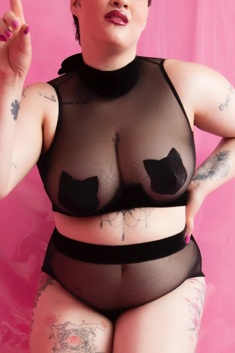 Rolling Meow Pasties - Vinyl Black 3 Rolling Meow Pasties - Vinyl Black