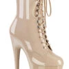 Pleaser USA Adore-1020 7inch Pleaser Boots - Patent Beige -Rad Store ADOR1020Beige
