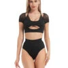 Hamade Activewear Mesh Hollow Front Crop Top - Black -Rad Store AW01 15de89d5 0d48 4404 badf 4cc9dda27eea