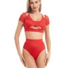 Hamade Activewear Mesh Hollow Front Crop Top - Red -Rad Store AW08 b263d587 bf04 45d8 9340 547ca47db4f6