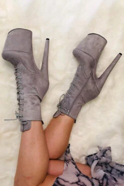 Hella Heels BabyDoll 8inch Boots - Light Grey -Rad Store BDDarkLightgrey8inch11