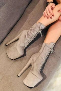 Hella Heels BabyDoll 8inch Boots - Light Grey -Rad Store BDDarkLightgrey8inch8