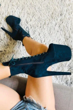 Hella Heels BabyDoll 8inch Boots - Teal -Rad Store BDTeal8Inch5