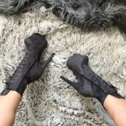 Hella Heels BabyDoll 7inch Boots - Dark Grey 11 Hella Heels BabyDoll 7inch Boots - Dark Grey -Rad Store BD Dark Grey 7 Inch 5