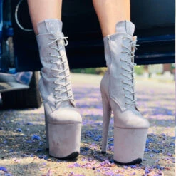 Hella Heels BabyDoll 8inch Boots - Light Grey -Rad Store BD Dark Light grey 8 inch 2