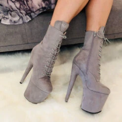 Hella Heels BabyDoll 8inch Boots - Light Grey -Rad Store BD Dark Light grey 8 inch 4