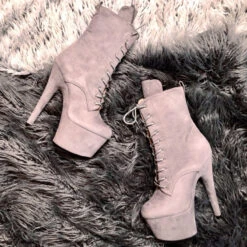 Hella Heels BabyDoll 7inch Boots - Light Grey -Rad Store BD Light Grey 8 inch 2