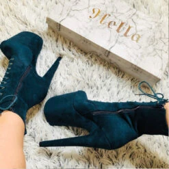 Hella Heels BabyDoll 8inch Boots - Teal -Rad Store BD Teal 8 Inch 7