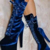Hella Heels BabyDoll Velvet 7inch Boots - Old Money 1 Hella Heels BabyDoll Velvet 7inch Boots - Old Money -Rad Store BabyDollVelvet7inchBoots OldMoney1