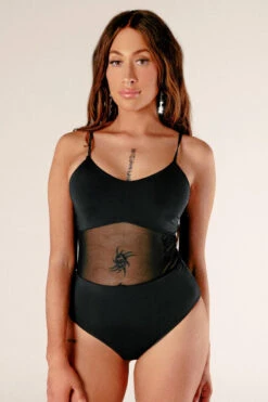 CXIX Baddies Bodysuit - Onyx -Rad Store BaddiesMeshBodysuitBlackFront 1