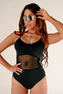 CXIX Baddies Bodysuit - Onyx -Rad Store BaddiesMeshBodysuitBlackStyled 1