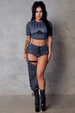 CXIX 119 Chaps - Black Print -Rad Store Black monogram cropped tee fahsion CXIX 119