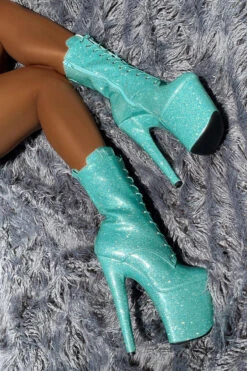 Hella Heels The Glitterati 8inch Boots - Baby Blues -Rad Store Bluebabybluesglitter8inchpoledancehighboot 2