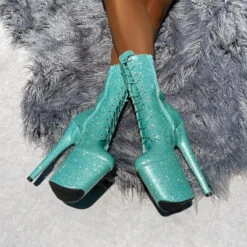 Hella Heels The Glitterati 8inch Boots - Baby Blues -Rad Store Bluebabybluesglitter8inchpoledancehighboot 4