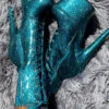 Hella Heels The Glitterati 7inch Boots - Ocean Eyes -Rad Store Blueoceaneyesglitter7inchpoledancehighboot