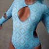CXIX 119 Plunge Bodysuit - Blue Print