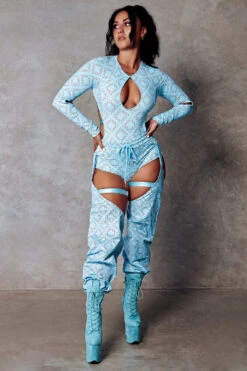 CXIX 119 Chaps - Blue Print -Rad Store CXIX Polewear Bodysuit Blue Monogram Fashion 1