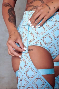 CXIX 119 Chaps - Blue Print -Rad Store Chaps polewear blue fashion dance CXIX 119 monogram