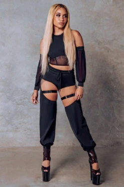 CXIX 119 Corset Top With Sleeves - Black 10 CXIX 119 Corset Top With Sleeves - Black -Rad Store Corset top chaps black CXIX 119 polewear