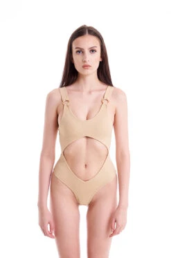 Hamade Activewear Cut Out Bodysuit - Beige -Rad Store Cutoutbodysuit Beige1
