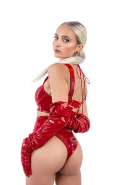 Naughty Thoughts Sinner Vinyl High Waist Shorts - Red -Rad Store DL 09487copy