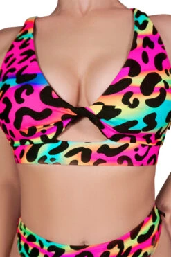 Cleo The Hurricane Twist Sports Bra - Neon Leopard
