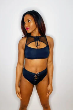 Hamade Activewear Lace Up High Neck Top - Black -Rad Store EFD5A4DD 3113 4A42 B30C 22456406E1AD 7e54e5c0 4abd 4b9c 94d1 024fb976139b