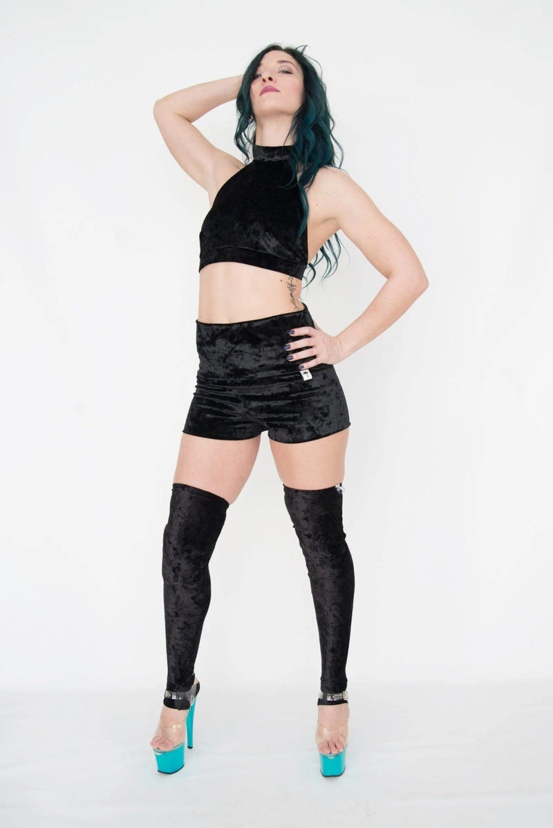 Paradise Chick Animal Leg Warmers (with Kneepads) - Black Velvet 5 Paradise Chick Animal Leg Warmers (with Kneepads) - Black Velvet - Image 3