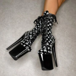 Hella Heels Branded 8inch Boots - Black/Black -Rad Store EmpireKicksBrandedblack black8inchpoledanceboot 2