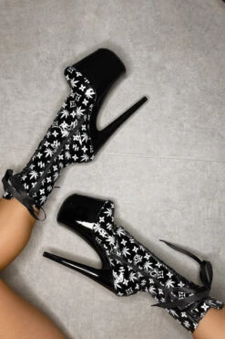 Hella Heels Branded 8inch Boots - Black/Black -Rad Store EmpireKicksBrandedblack black8inchpoledanceboot 3
