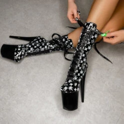 Hella Heels Branded 8inch Boots - Black/Black -Rad Store EmpireKicksBrandedblack black8inchpoledanceboot 4