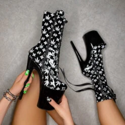 Hella Heels Branded 8inch Boots - Black/Black -Rad Store EmpireKicksBrandedblack black8inchpoledanceboot 5