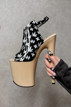 Hella Heels Branded Shield 8inch Stilettos - Black/Sand -Rad Store EmpireKicksBrandedblack sand8inchpoledanceshieldstiletto