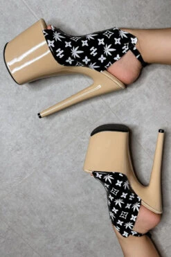 Hella Heels Branded Shield 8inch Stilettos - Black/Sand -Rad Store EmpireKicksBrandedblack sand8inchpoledanceshieldstiletto 1