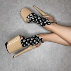 Hella Heels Branded Shield 8inch Stilettos - Black/Sand -Rad Store EmpireKicksBrandedblack sand8inchpoledanceshieldstiletto 3