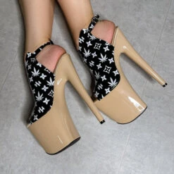 Hella Heels Branded Shield 8inch Stilettos - Black/Sand -Rad Store EmpireKicksBrandedblack sand8inchpoledanceshieldstiletto 4