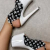 Hella Heels Branded Shield 8inch Stilettos - Black/White -Rad Store EmpireKicksBrandedblack white8inchpoledanceshieldstiletto 1