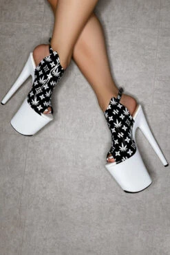Hella Heels Branded Shield 8inch Stilettos - Black/White -Rad Store EmpireKicksBrandedblack white8inchpoledanceshieldstiletto 2