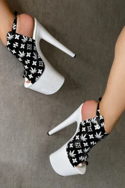 Hella Heels Branded Shield 8inch Stilettos - Black/White -Rad Store EmpireKicksBrandedblack white8inchpoledanceshieldstiletto 5