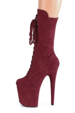 Pleaser USA Flamingo-1050FS Faux Suede 8inch Pleaser Boots - Burgundy -Rad Store FLAMINGO 1050FS BYFS M05