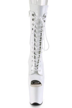 Pleaser USA Flamingo-1051 8inch Peep Toe Pleaser Boots - Patent White -Rad Store FLAMINGO 1051 W M01