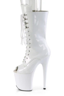 Pleaser USA Flamingo-1051 8inch Peep Toe Pleaser Boots - Patent White -Rad Store FLAMINGO 1051 W M05