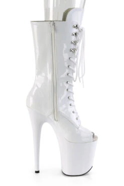 Pleaser USA Flamingo-1051 8inch Peep Toe Pleaser Boots - Patent White -Rad Store FLAMINGO 1051 W M13