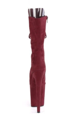 Pleaser USA Flamingo-1051FS Faux Suede 8inch Peep Toe Pleaser Boots - Burgundy -Rad Store FLAMINGO 1051FS BYFS M09