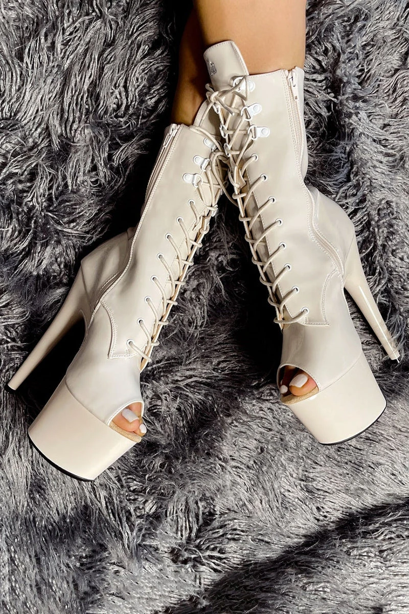 Hella Heels LipKit Open Toe 7inch Boots - No Angel 4 Hella Heels LipKit Open Toe 7inch Boots - No Angel - Image 2